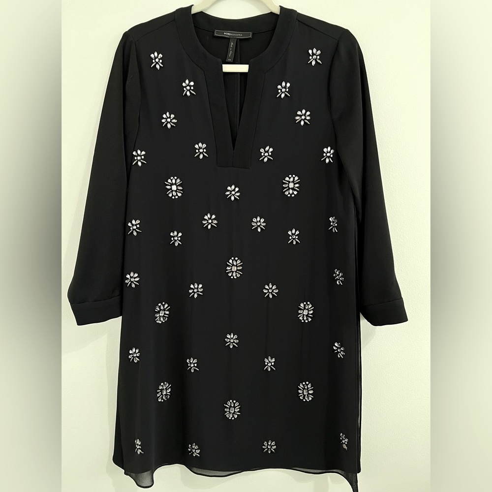 BCBGMaxAzria. Long sleeve. Pockets. Rhinestones. NWOT. XS. Runs big.